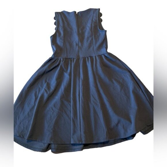 Francesca’s‎ Coralie SCALLOPED DRESS Size M Navy Blue - Picture 2 of 6